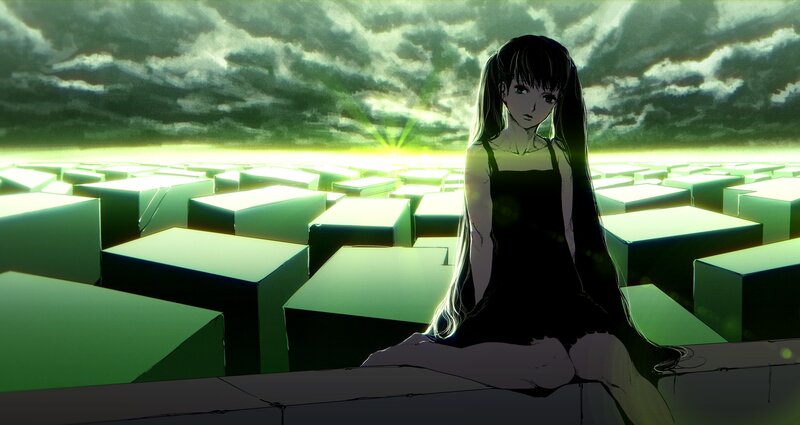 anime girl in a green maze