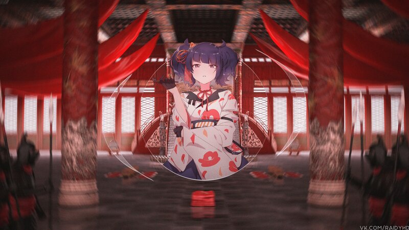Anime Girl in a Hall — Red