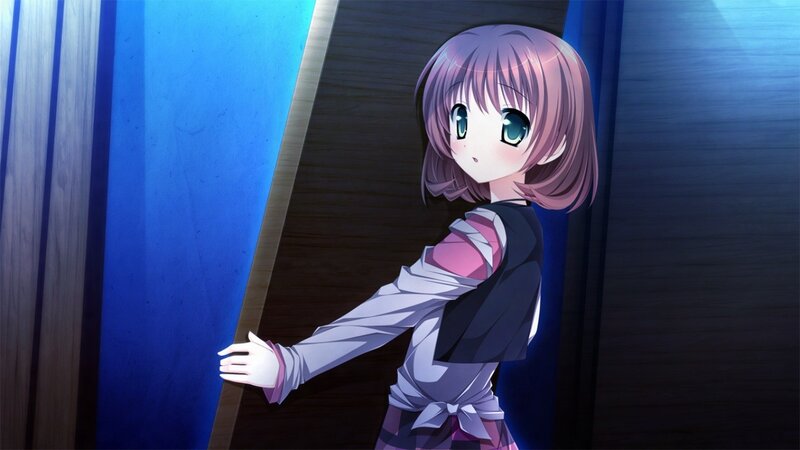 anime girl in a hallway