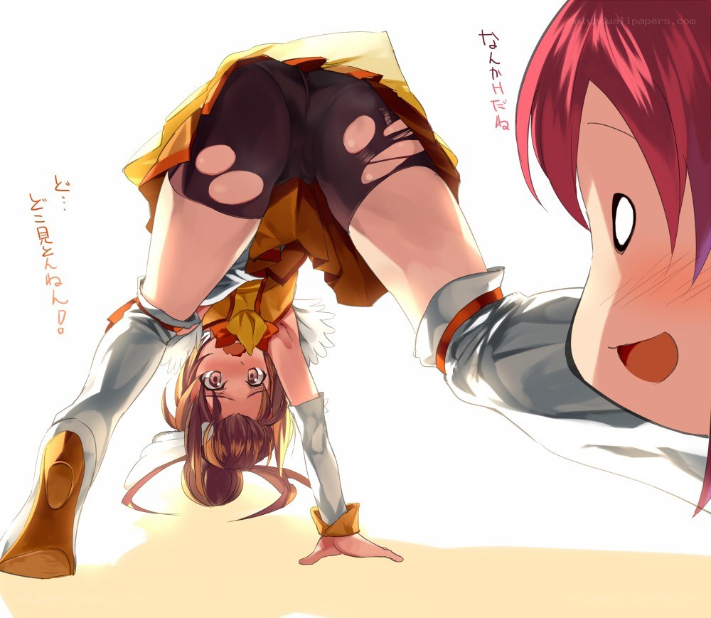 anime girl in a handstand
