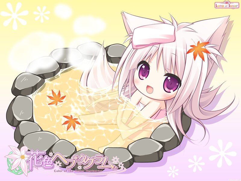 Anime girl in a hot spring