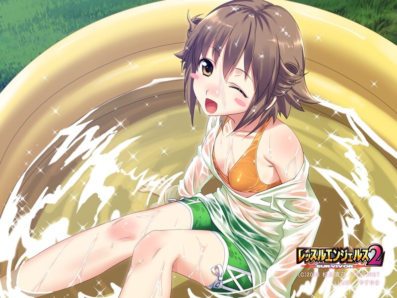 Anime girl in a hot tub