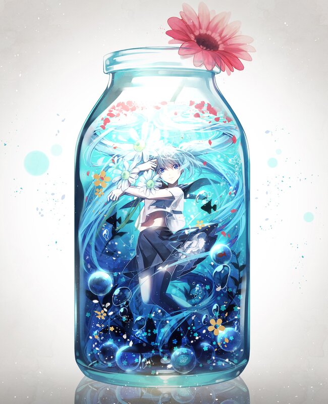 Anime Girl in a Jar — Blue, Serene