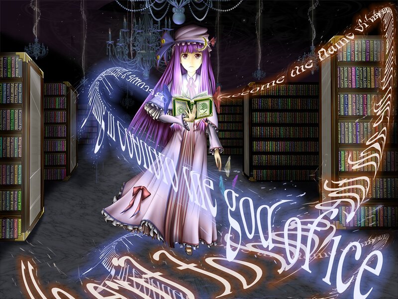 Anime girl in a library
