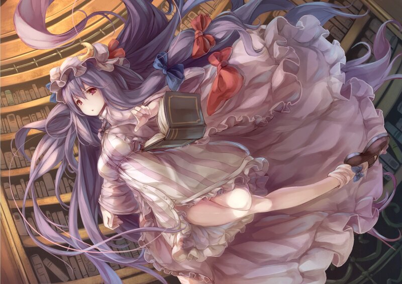 Anime girl in a library