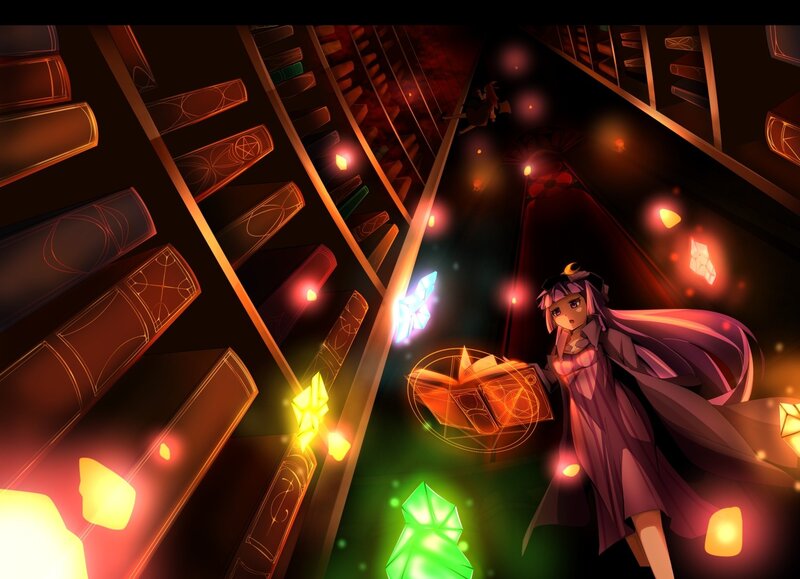 anime girl in a library