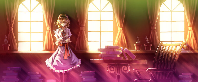 Anime Girl in a Library — Purple