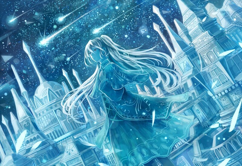 anime girl in a magical city