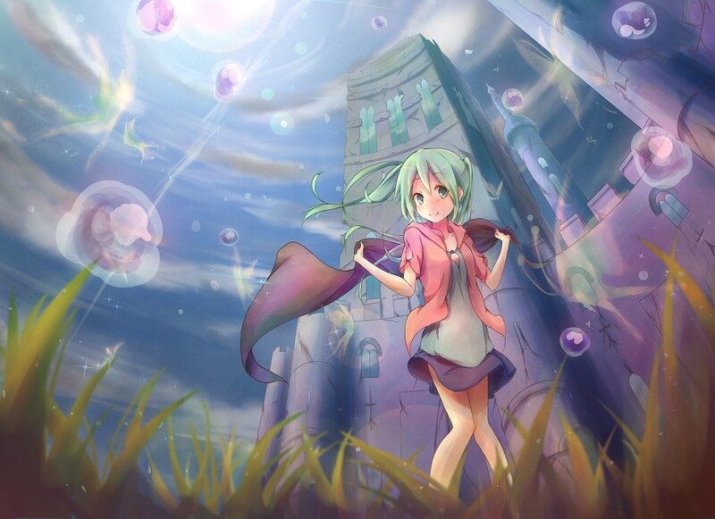 Anime girl in a magical field