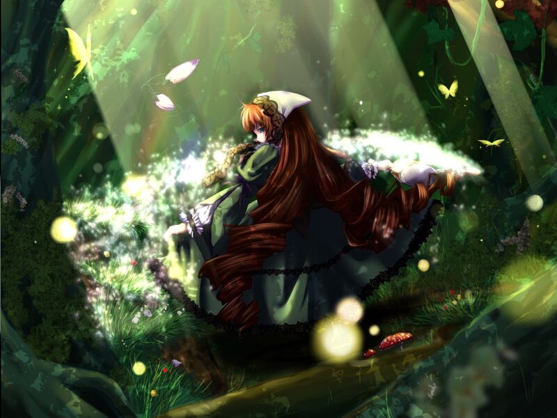 Anime girl in a magical forest