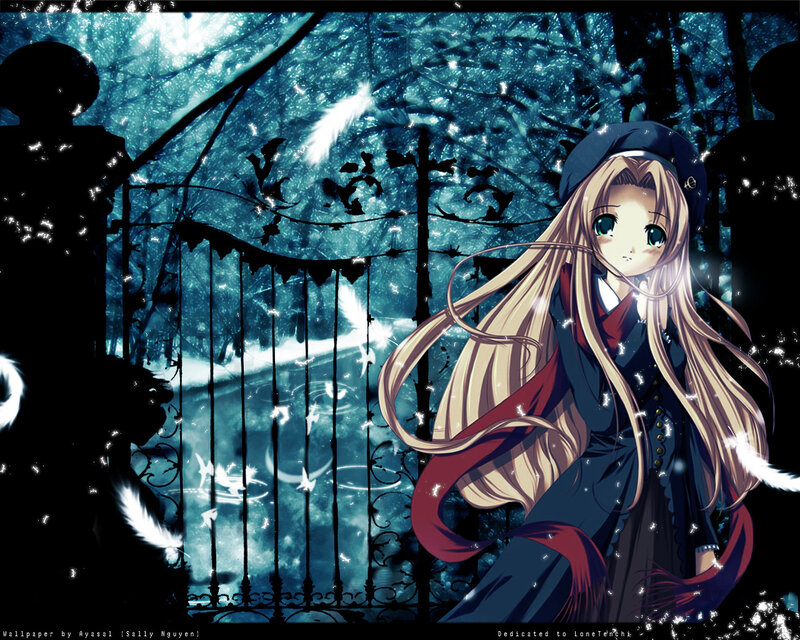 anime girl in a magical forest