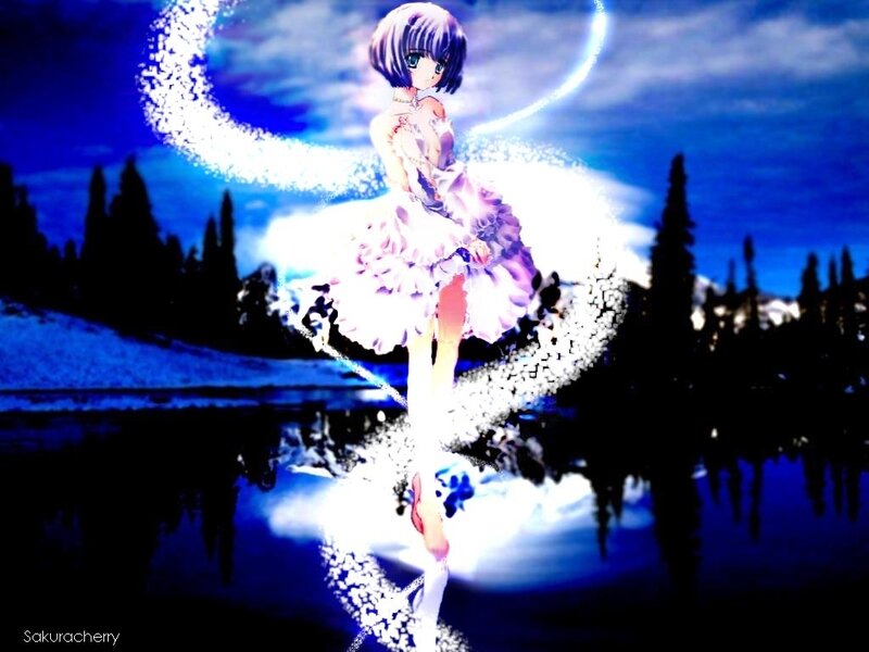 anime girl in a magical forest
