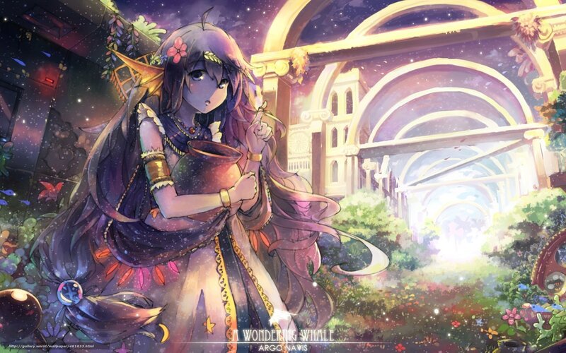 Anime girl in a magical garden