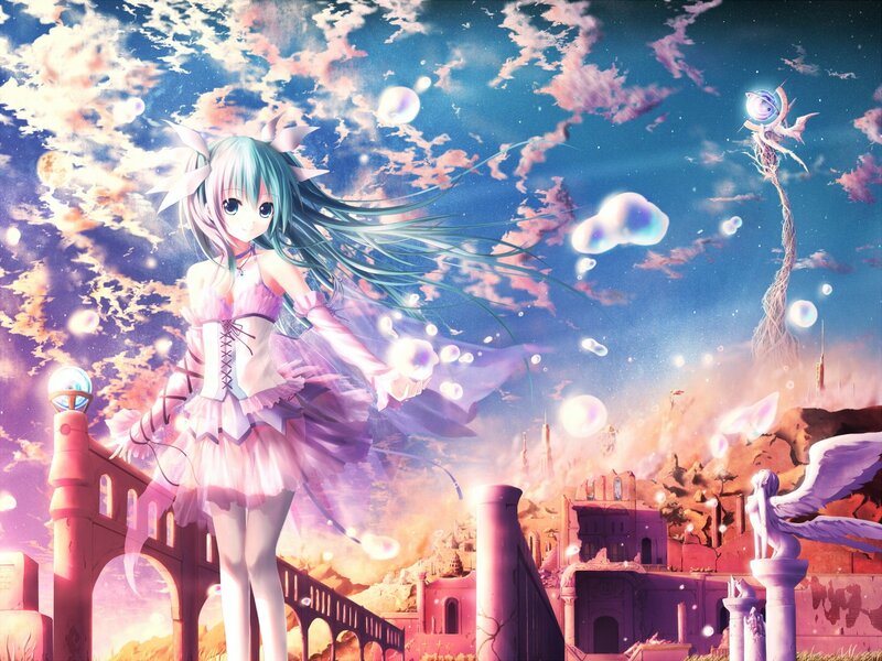 Anime girl in a magical landscape