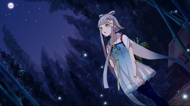 Anime girl in a moonlit forest