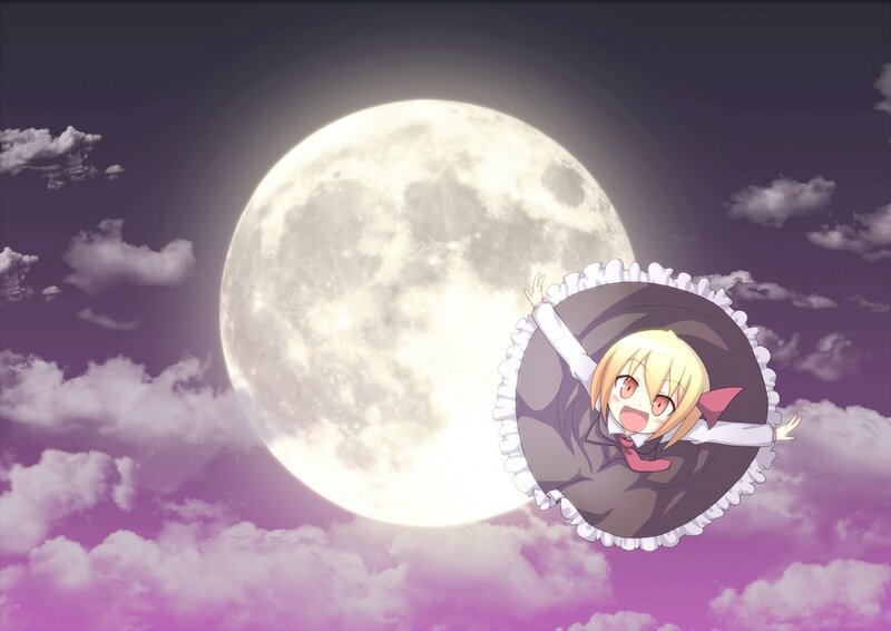 Anime girl in a moonlit sky