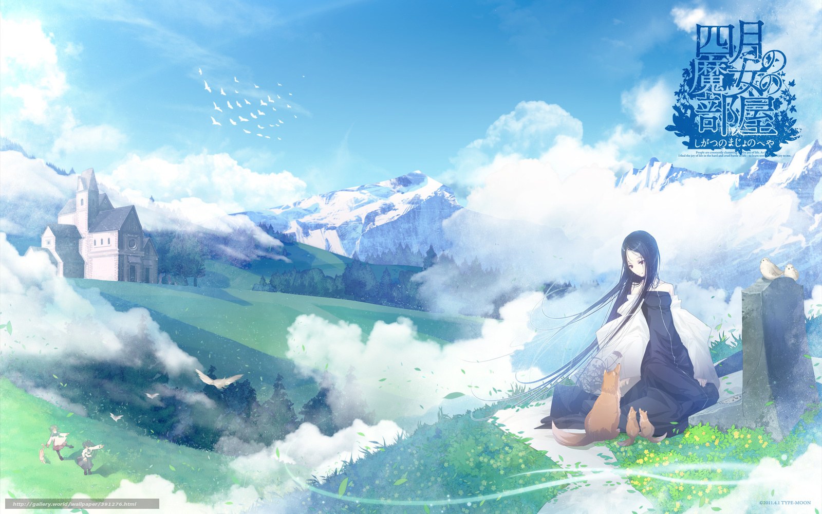 Anime girl in a mountain landscape