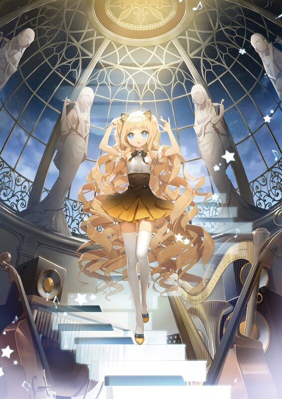 Anime girl in a music hall