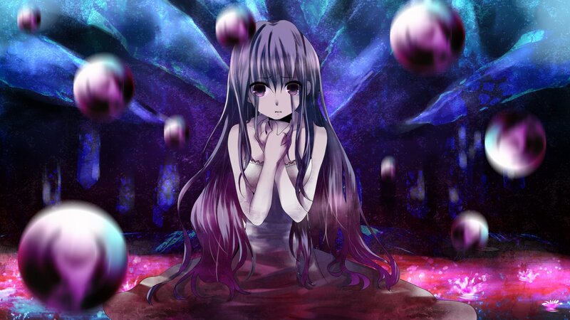 anime girl in a mystical cave