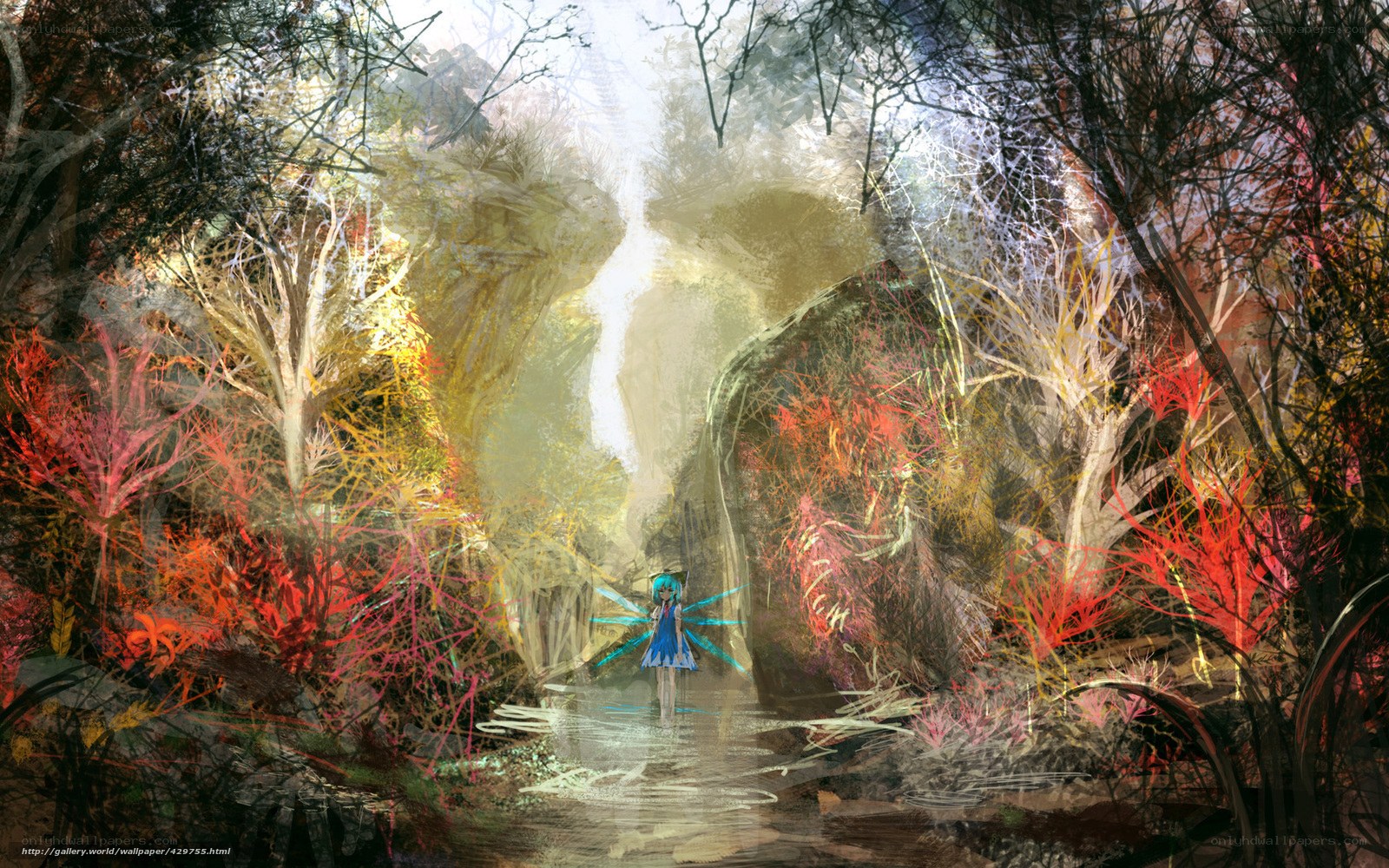 Anime girl in a mystical forest