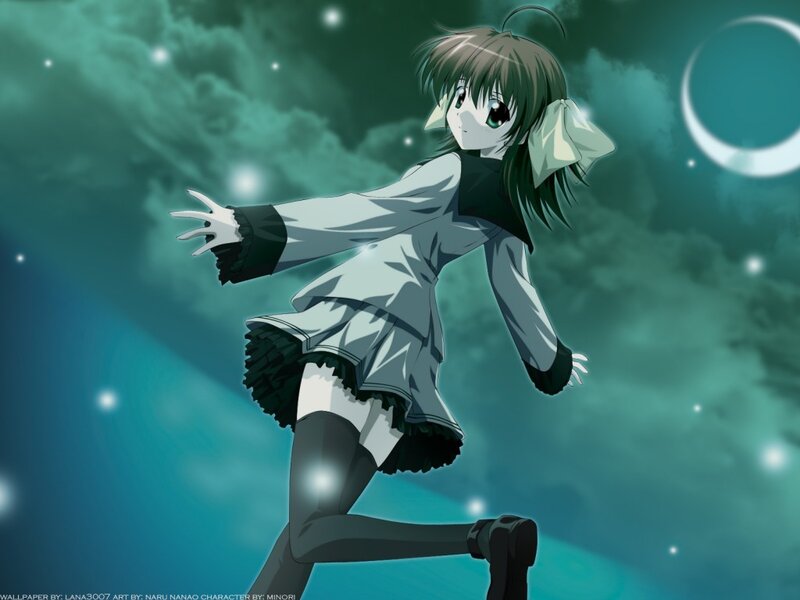 Anime girl in a night sky