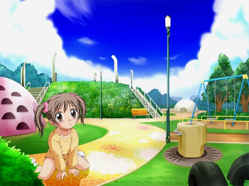 Anime girl in a park