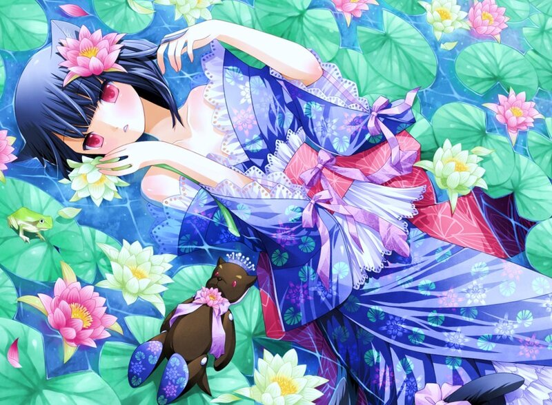 Anime girl in a pond