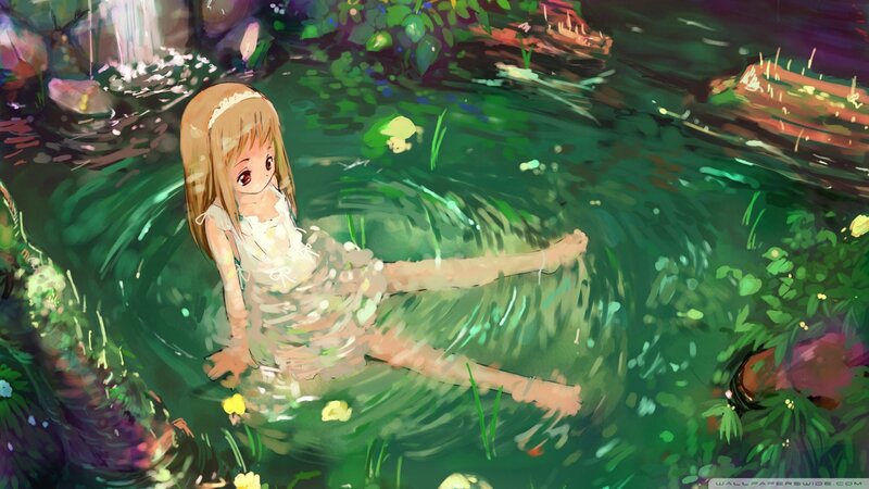 Anime girl in a pond
