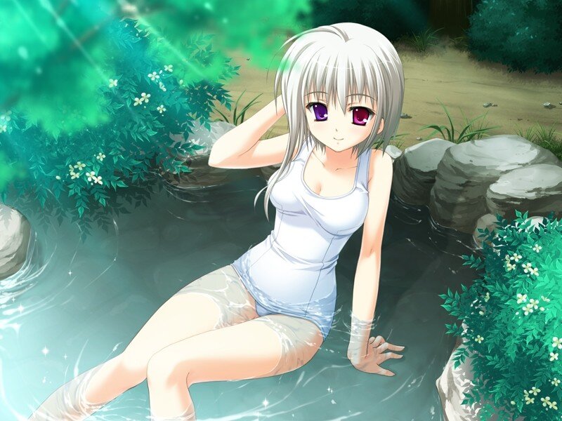 Anime girl in a pond