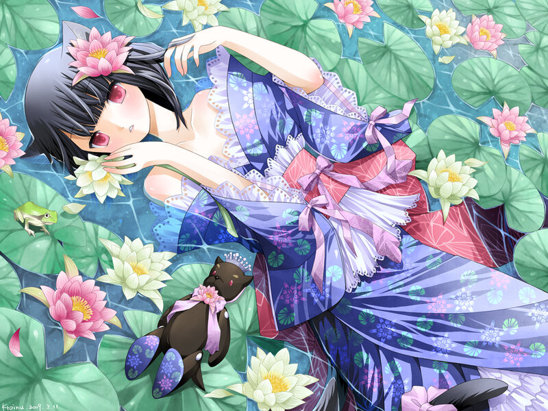 Anime girl in a pond