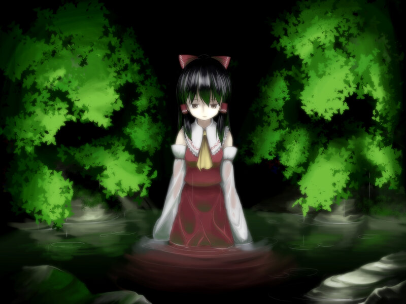anime girl in a pond