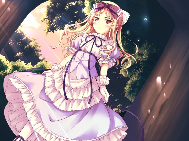 anime girl in a purple dress