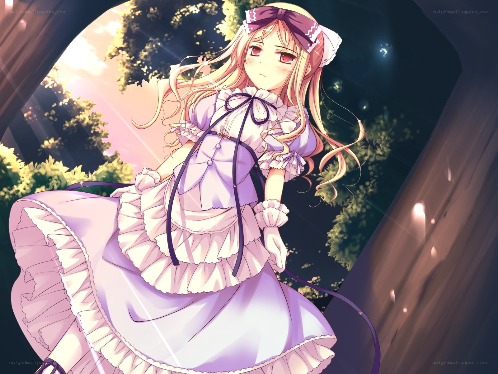 anime girl in a purple dress