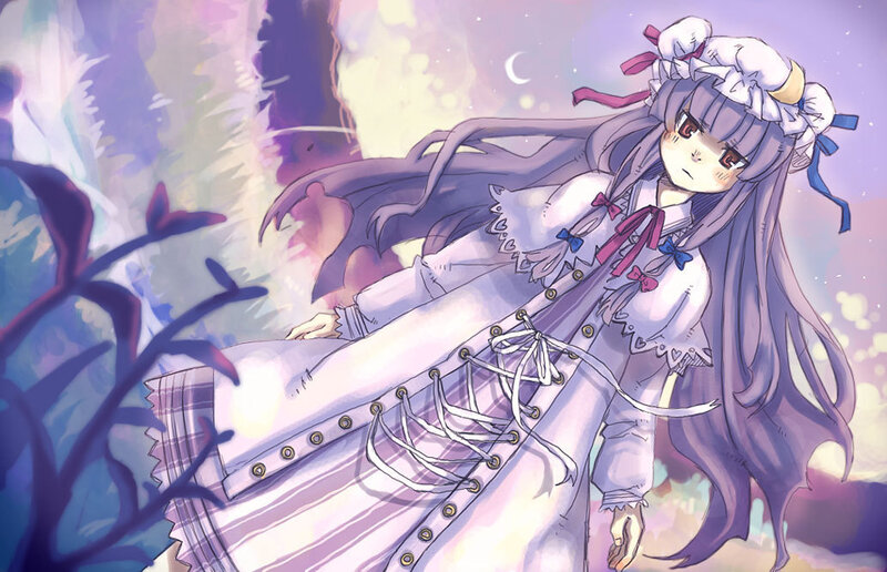 anime girl in a purple dress