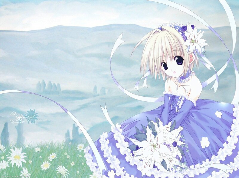 Anime girl in a purple dress