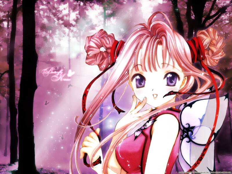 Anime girl in a purple forest