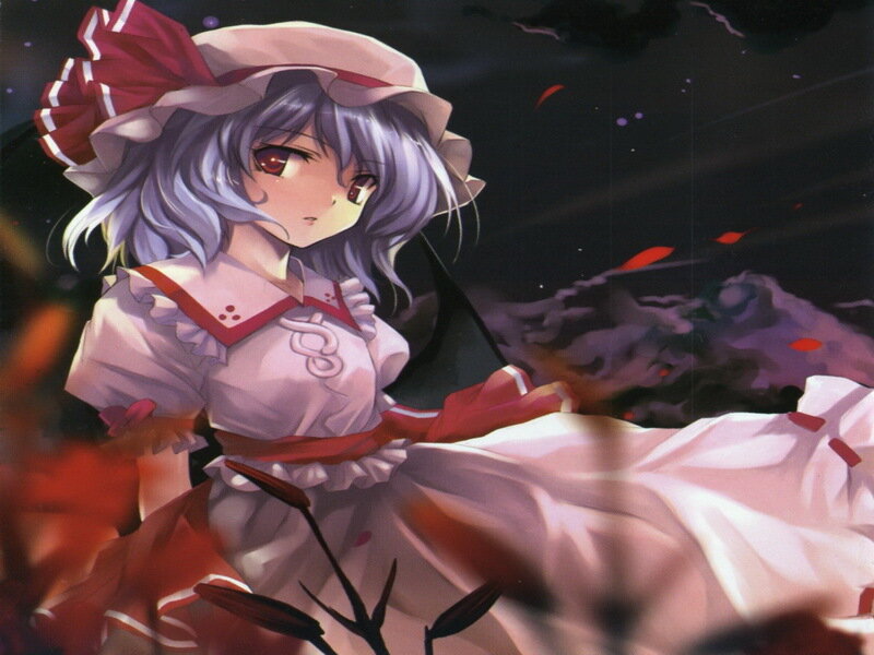 anime girl in a red and white dress