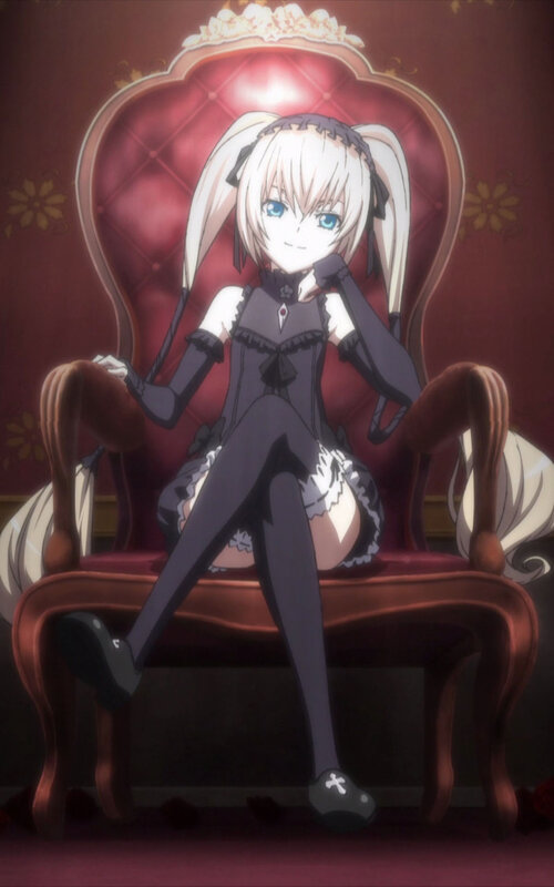 anime girl in a red chair