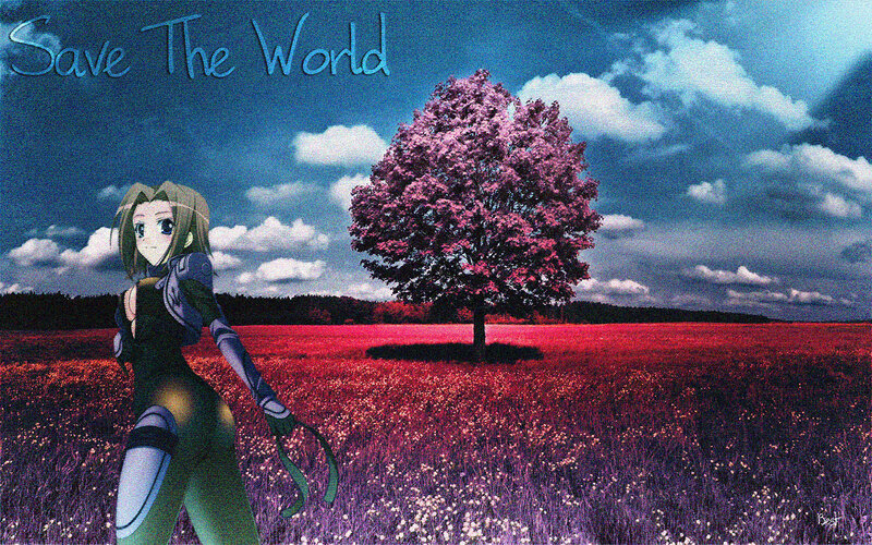 anime girl in a red field