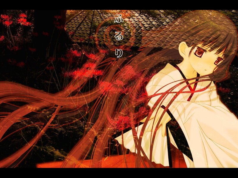 Anime girl in a red garden