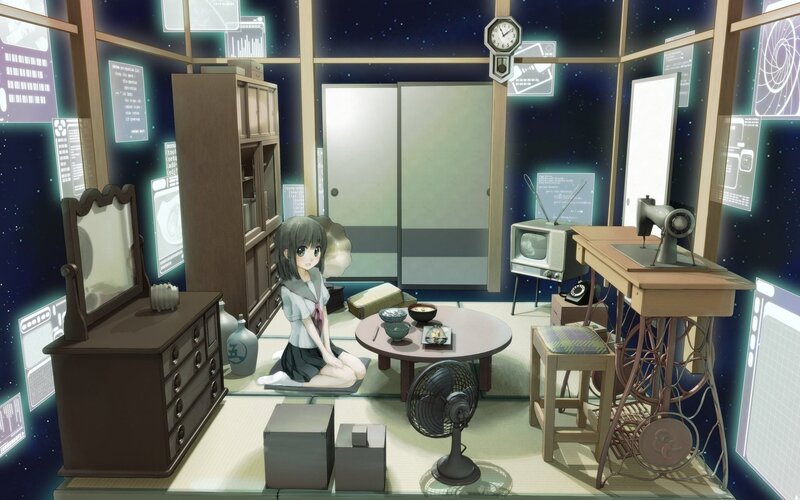 anime girl in a room