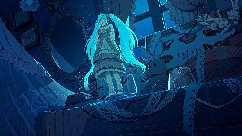 Anime Girl in a Room — Blue