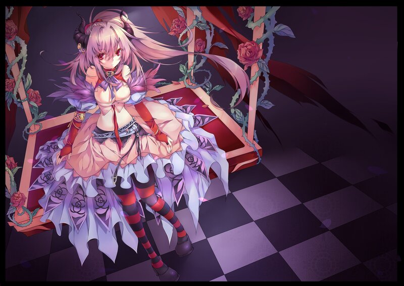Anime girl in a rose garden