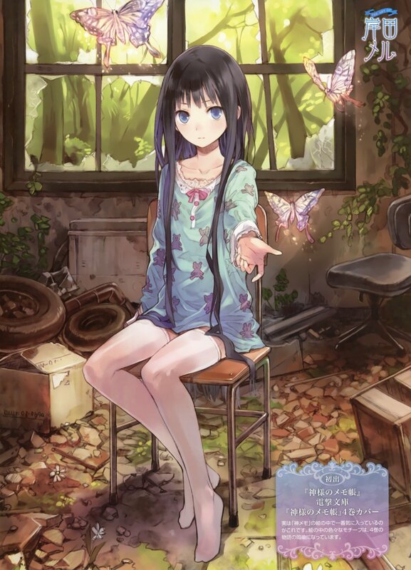 Anime girl in a ruined room