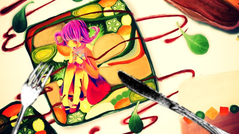 anime girl in a salad