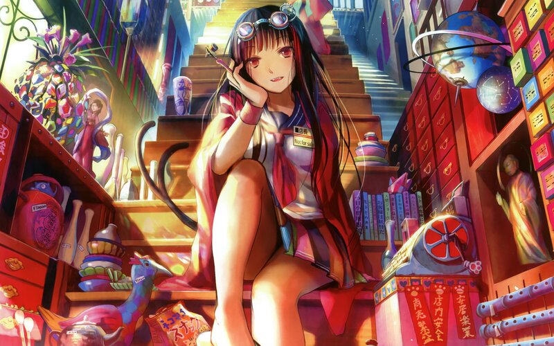 anime girl in a shop