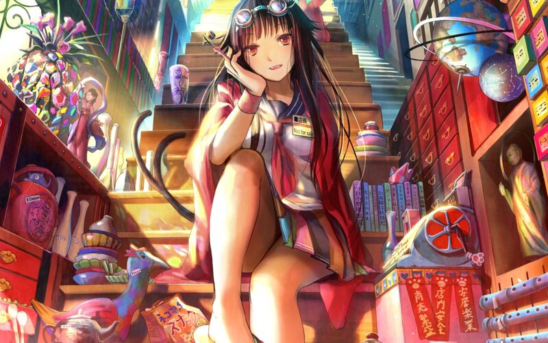 Anime girl in a shop