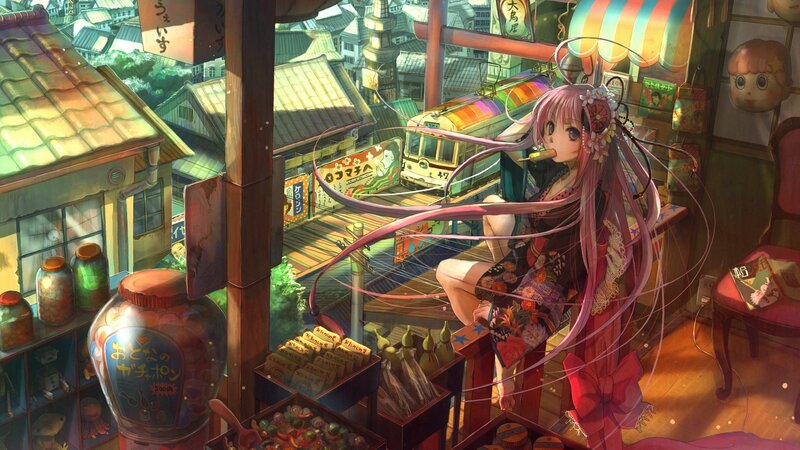 Anime girl in a shop