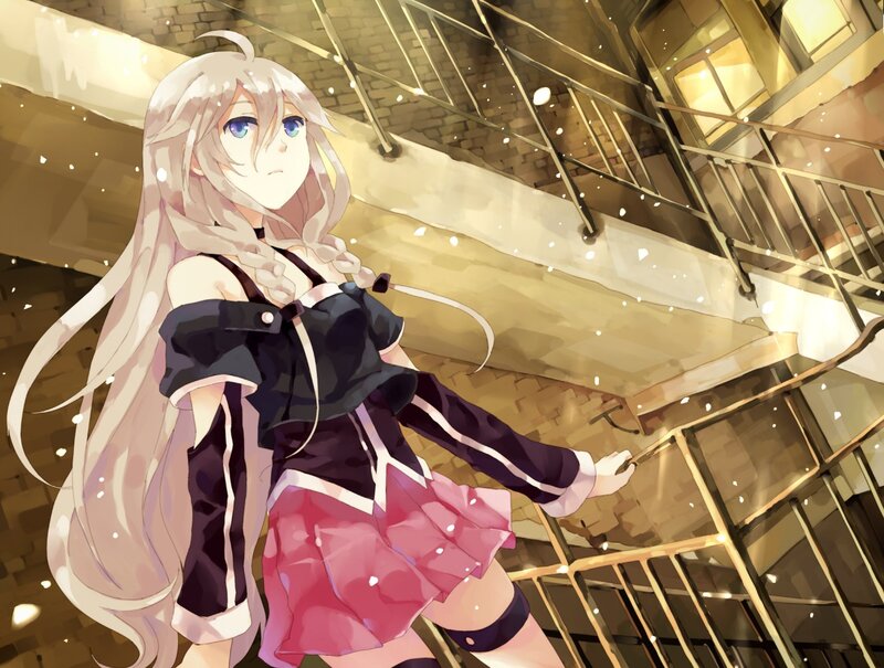 anime girl in a stairwell