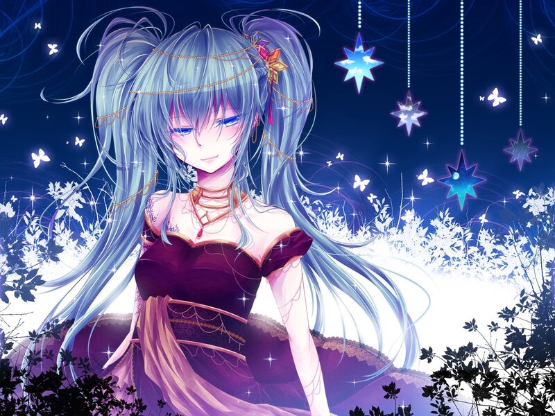 Anime girl in a starry night
